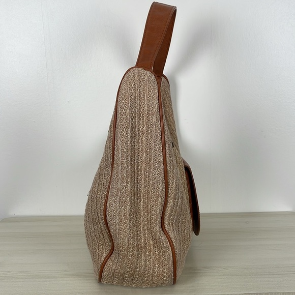 Anthropologie Urban Originals Oversized Raffia Straw Handbag Zip Closure Beige - Picture 4 of 9